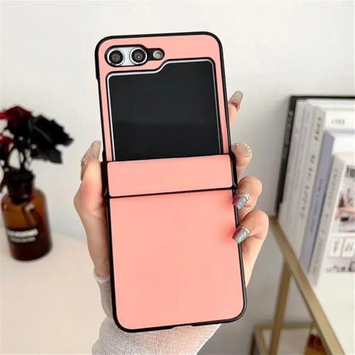 YLTPHD Custodia in pelle tinta unita per Samsung Galaxy Z Flip 6 5 Flip6 Flip 4 3 Cover sottile effetto pelle, rosa, per Samsung Z Flip 4