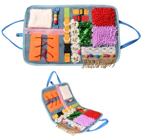 Pumwoy Nesteldecke für Demenzkranke, Fidget Blanket Sensorische Decke 48 * 30cm, Senioren & Demenz Beschäftigung Hände Demenzdecke, Spielzeug für Demenzkranke für Alzheimer, Asperger, Angst, Autismus