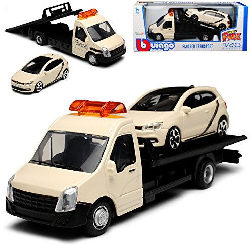 alles-meine.de GmbH Autotransporter mit Volkwagen Polo V GTI Typ 6R 3 Türer Weiss 2009-2017 1/43 Burago Modell Auto mit individiuellem Wunschkennzeichen