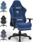 bigzzia Chaise Gaming Ergonomique avec Repose-Pieds, Fauteuil Gamer Premium en Tissu Respirant, Dossier & Repose-Pieds Réglables, Confort Ultime pour Chaise de Bureau Gaming, 150kg(Bleu Outremer)