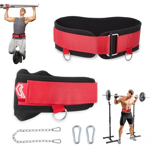 Dip Gürtel mit Kette,Gewichthebergürtel,Gewichtsgürtel für Zusatzgewicht & Deadlift,3-in-1 Fitness Gürtel für Krafttraining,Klimmzüge,Selbstsicherndem Verschluss bis 310Kg,Gym Gürtel für Gewichte