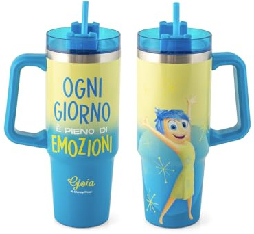 H&H Tumbler Termico Inside Out, 0,90L, Mug in Acciaio Inox 18/10, con Cannuccia, Zero Condensa, per Bevande Calde e Fredde, Senza BPA