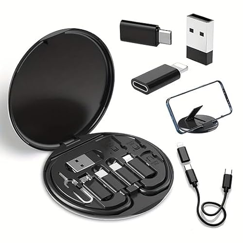 9 in 1 Cable Case,9 in 1 Cable Case Kit,9-in-1 C-able Charger Cases,USB C Multi Charging C-able 60w Fast Charge,Type C to USB Adapter,USB-C to USB Adapters,Travel Cord Adapter kit (Black)