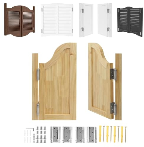 Genérico Puerta de Batientes de Salón Madera Maciza, Puerta Abatible de Madera Maciza, Puertas de Vaivén Modernas del Salón, para Cocina Bar, Cierre Automático
