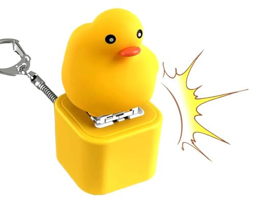 Duckys Quacking Fidget Toy, Anti Stress Spielzeug Tiere, Ente Schlüsselanhänger Lustig, Eidechse Clicker Spielzeug, Frosch Fidget Toy Stressabbau Erwachsene Gadgets für Antistress (#D)