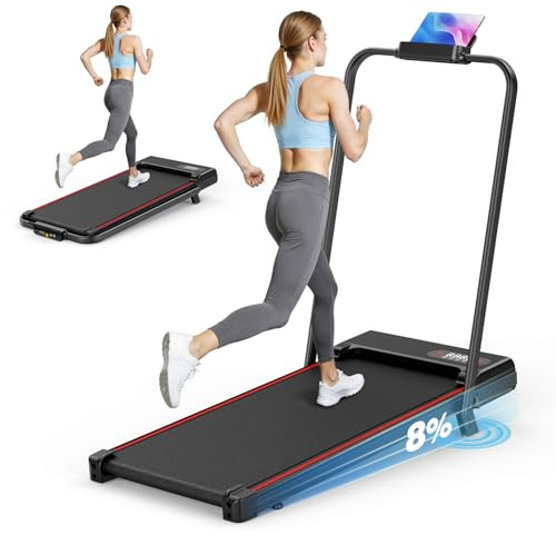 HomeFitnessCode Laufband Klappbar mit Neigung - Walking Pad für Zuhause Laufpad mit Steigung Walkpad Untertisch Elektrisch 1-8 KMH Klein Walking Band Gehband, Schwarz
