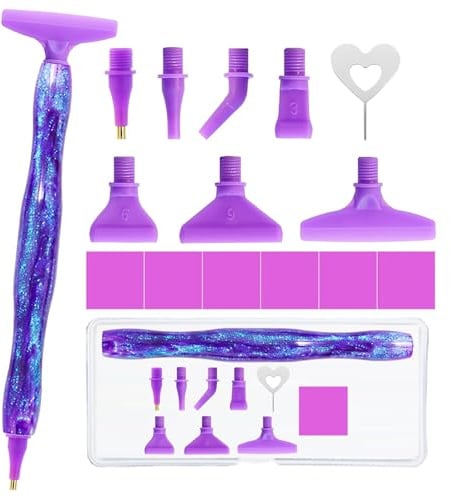 Cesujowaz Diamond Painting Stift Set Diamond Painting Zubehör, 16PCS Diamant Painting Zubehör Stift mit Gewinde Spitzen, Resin Pen Ergonomisch, Diamond Painting Wachs für DIY Kunst