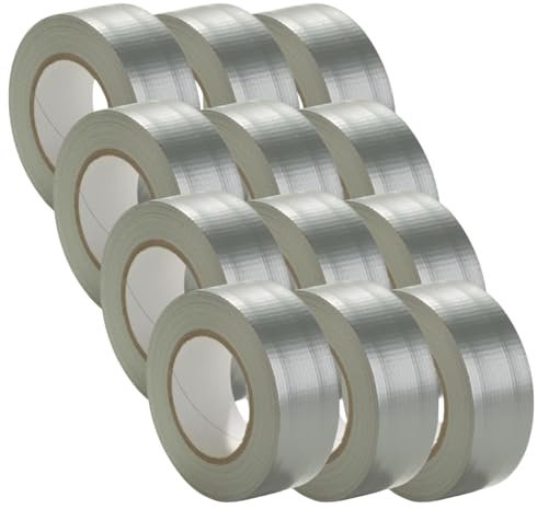 12x Stabilo Gewebeband silber 48mm x 50m | Panzertape | Panzerband | Steinband | Klebeband | Ducttape | Reparaturband | Reparaturklebeband | 12 Rollen
