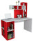moebel17 1186 Coral Schreibtisch Computertisch Arbeitstisch Bürotisch Laptoptisch PC-Tisch, Weiß Rot, Holz, integriertes Regalelement, viel Stauraum, große Arbeitsfläche, 140 x 60 x 153,8 cm