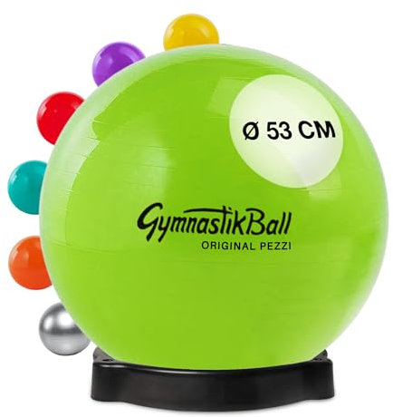 PEZZI - Gymnastikball Original Pezziball Standard 53cm mit Ballschale – Sitzball für Therapie, Sport & Büro - Universeller Trainingsball aus robustem PVC belastbar bis 400 kg – Apfelgrün