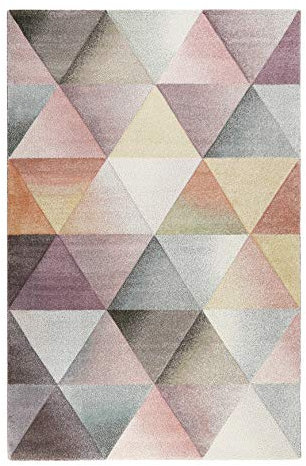 Wecon Home Walkman I Moderner Kurzflor Teppich - Läufer für Wohnzimmer, Flur, Schlafzimmer I Lighthouse I WH-22435-112 I Pastell Rosa Multicolor I (80 x 150 cm)