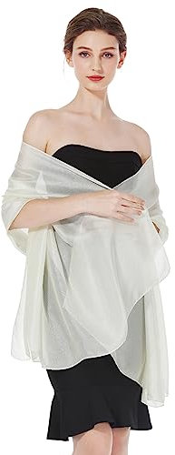 BEAUTELICATE Stola Schal Damen Festlich Leicht Umschlagtücher Halstuch Seidenschal Sommer für Abendkleid Hochzeit Brautkleider Sandstrand Cream, Einheitsgröße