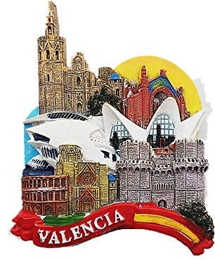 Imán 3D para nevera Valencia España, colección de regalos de recuerdo, decoración del hogar y la cocina, imán magnético para nevera Valencia