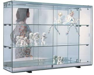 Vitrine en verre Cryglas store - Rectangulaire, 78 cm x 25 cm x 55 cm - Verre trempé - Montage mural - Contemporary - Salon - Décoration, Salle de bain
