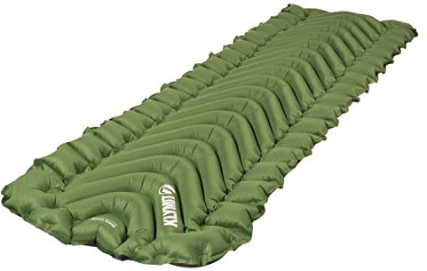 Klymit Statische V Lange, aufblasbare Isomatte für Camping, leichtes Wandern und Rucksackreisen, Luftbett für hohe Camper, 6,3 cm dick, Grün