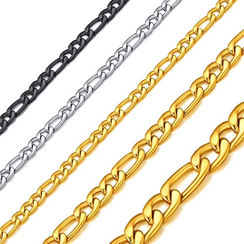 Richsteel Figaro kette für Herren, Edelstahl Halskette,3mm/5mm/8mm Breit Kette in 40cm bis 81cm lang, Punk Halskette mit Geschenkbox für Weihnachten Geburtstag