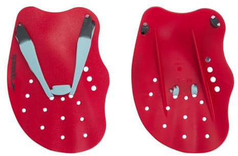 Speedo Unisex Erwachsene Tech Paddel Handpaddel für Schwimmen | Trainingshilfen Trainingsausrüstung, Lava Red/Chill Blue/Grey, M