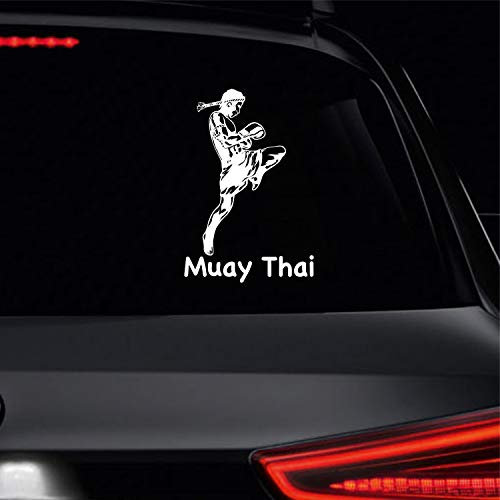 myrockshirt Muay Thai Kämpfer mit Schriftzug Kampfsport Fight Hobby ca. 30cm Aufkleber Aufkleber für Auto,Lack,Scheibe&Wand, Wandtattoo,Autoaufkleber Decal Sticker Profi-Qualität