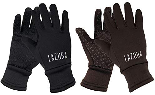 Lazura - Winter Reithandschuhe Calgary | weiche Winterhandschuhe zum Reiten | inkl. Zügelverstärkung | dünne warme Handschuhe in Braun | Unisex Reitbekleidung in Größe XL