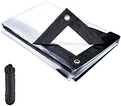 WZDD Telone Impermeabile per Esterno Trasparente 4x7m, Telo Impermeabile Esterno Occhiellato, Antistrappo Teloni Copri Piscina - Copertura per Giardino Campeggio