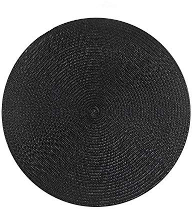Huayuehong Tovaglietta Rotondo Tappetino Tondo con Isolamento Termico Tappetino da Tavolo in Pp Stile Giapponese Set da 4 Pezzi-Nero (38 Cm)