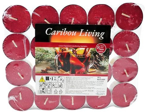 Spiced Mulled Wine Scented Tealight Candles – Rich & Spicy Aroma – 8 Hour Burn Time – Long-Lasting – 20 Pack