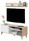 Habitdesign Modulo TV con Estante, Mueble de Salon, Juego de Muebles, Modelo Kikua Plus, Acabado en Blanco Artik y Roble Canadian, Medidas: 135 cm (Ancho) x 50 cm (Alto) 40 cm (Fondo)