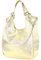 modamoda de T227 Damen Shopper Schultertasche Leder Large handmade in Italy, Farbe:Lightgold Metallic