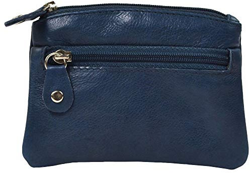 SNUGRUGS Petit porte-monnaie en cuir souple pour femme, bleu marine, petit, Porte-monnaie