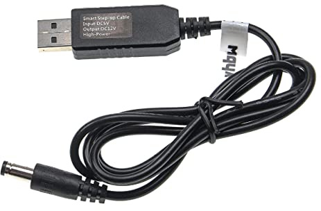 vhbw USB Charger to 5.5 x 2.5 mm Barrel Connector - Barrel Power Cable 5 V / 3 A to 12 V / 1 A for Router, External Hard-Drive, Bluetooth Speakers