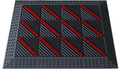 LSMKK Fussmatte Fußabtreter Graue Fußmatte Für Außeneingang, Große Vordertürschuhe Schabermatte/Schmutzfangmatte Mit Fingerspitze & Bürste, Winter-Sommer-Außenseite, rutschfeste Unterlage