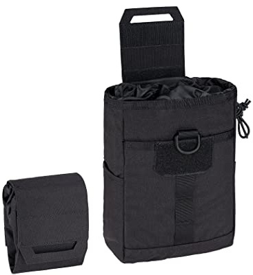 IDOGEAR Molle Dump Pouch Tactical Molle Pouches Foldable Drawstring Mag Pouches for Battle Belt Vest Plate Carrier Backpack Utility Folding Dump Pouch Waist Bag (Black)