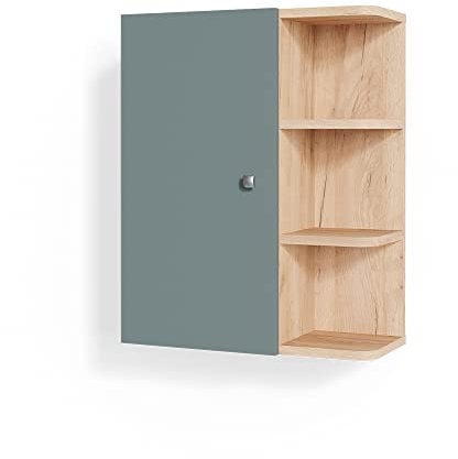 Vicco Badschrank Fynn, Badezimmermöbel, Grün/Goldkraft Eiche, 47.2 x 59.2 cm