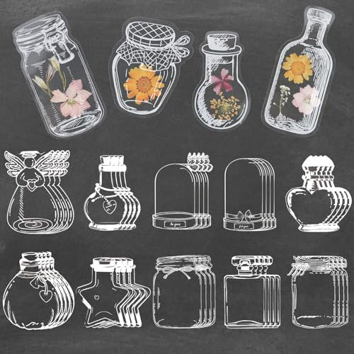 40 Stück Transparentes Lesezeichen, Getrocknete Blumen, DIY Hausgemachte Glaswaren-Aufkleber Bookmark, Klare Florale Maker für Kinder Heim Schule Buch