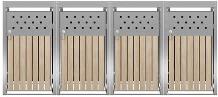 ESTEXO Mülltonnenbox Mülltonnenverkleidung mit Pflanzdach Aufbewahrungsbox Müllbox Edelstahl (4 Türen)