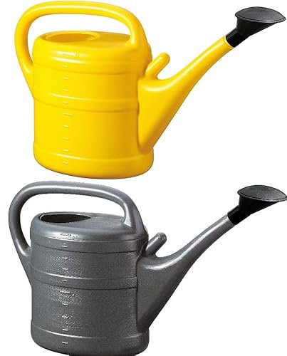 2X Gießkanne 10L ANTHRAZIT + GELB + 1x KÜHLSCHRANKMAGNET! Giesskanne Kunststoff für groß & klein Garten & Zimmerpflanzen Gießkannen Gieskanne Gieskannen 10 Liter Watering Can Gieskannen10Liter lr