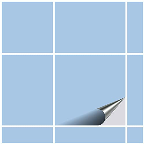 FoLIESEN - Fliesenaufkleber 9,5x9,5 cm | selbstklebende Fliesen-Folie für Bad & Küche | entfernbare Klebe-Folie für Wandfliesen Küchenrückwand & Bordüren | 20 Klebefliesen, .:Pastellblau matt