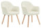 WOLTU Sillas Comedor Estilo Vintage Juego de 2, Silla Cocina, Silla Nordica con Respaldo y Reposabrazos, Tela Pana, Estructura de Madera, Sillas para Tocador, Escritorio, Crema, EZS26cm-2