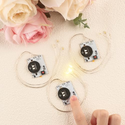 BAOFALI 3 kreative einfache Halo-Lichter und einfache Lichter für selbstgemachte Weihnachtskarten, Scrapbooking, Dekoration, selbstklebende Leuchteinheiten mit warmweißen LEDs (ohne Batterie)