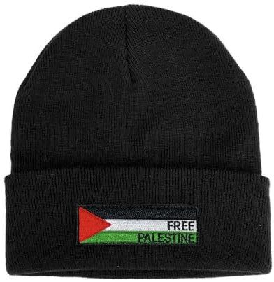 No Face No Name Mütze Free Palestine in schwarz I Unisex I bestickter Aufnäher I Beanie Strickmütze Wintermütze