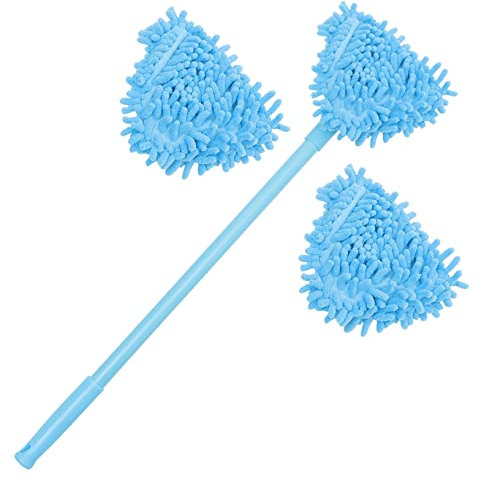 Gatuida Verstellbarer Mini Dreiecksmopp Mit Teleskopstiel Drehbar Leicht Und Schnell Für Haushalt Bad Und Eckreinigung Mit Ersatzköpfen Blau