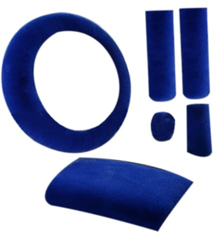 Ronyme 6-teiliges Lenkradbezug-Set aus Plüsch, Lenkradschutz, rutschfestes Autozubehör, Bequeme Winterhülle, blau