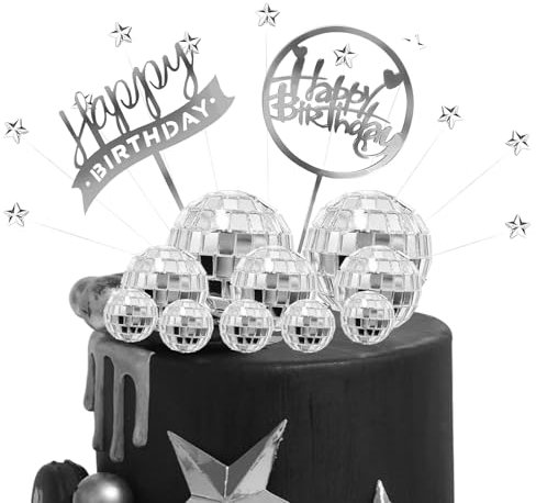 27 Stück Cake Topper Torten Cake Ball Dekoration Spiegelkugel Torten Dekorationen Disco Party Geburtstag Mädchen Jungen Taylor für 70's Party-Zubehör Swift Hochzeit Jahrestag