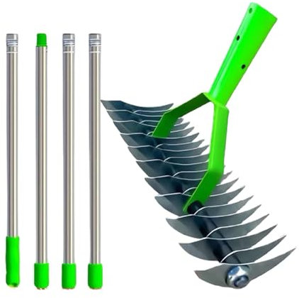Uozonit Râteau à gazon, nettoyage de l'herbe morte | Outil de jardin en acier inoxydable - Râteau de sol pour la cour, râteau à gazon pour désherber, semer, fertiliser et entretenir les pelouses