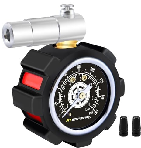 Reifendruckprüfer,ATsafepro Presta Valve Mountainbike Reifenfüller 160PSI / 11BAR Dual-Scale, Reifendruckprüfer Fahrrad, Perfekt für Mountainbike Zubehö