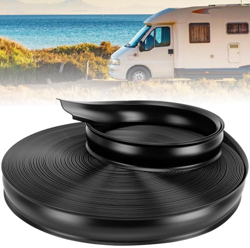 2,5 cm Wohnmobil-Zierleisten-Einsatz – 30 m Wetterabisolierung, schwarze Vinyl-Zierleiste für Anhänger und Wohnmobil, Schraubenabdeckung und Eckleiste