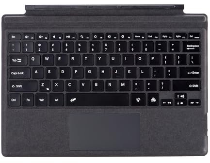 BeisDirect Type Cover pour Microsoft Surface Pro 3/4/5/6/7 Clavier magnétique Bluetooth sans Fil Mince et Portable Clavier de Tablette rétroéclairé par LED 7 Couleurs avec pavé Tactile (Noir)