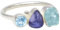 Aquamarin mit Tansanit-Ring für Frauen, handgefertigter Rohstein-Tansanit-einfacher Ring, Ring aus 925er Sterlingsilber, natürlicher Rohkristall-Edelstein-Aquamarin-Ring, Hilling-Geburtsstein-Ring