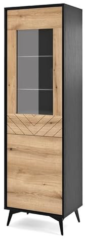 Emporius Vitrinenschrank 50 cm Emerald - Vitrine mit Glastür - Möbel vom Hersteller, Wohnzimmer, Schwarz Vitrinenschrank