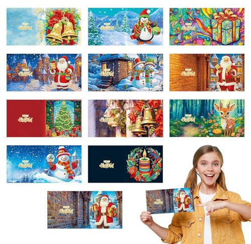 Handgemachte Grußkarte - 12 Weihnachtsgrußkarten, Weihnachtskartenbastelsets | ausgefallene Weihnachtskarten Bastelset | Weihnachtskarten Bastelset | Urlaubsbotschaften Karten mit Handwerk, Element